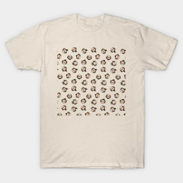 Monkey Faces Pattern T-Shirt by Scrabbly Doodles